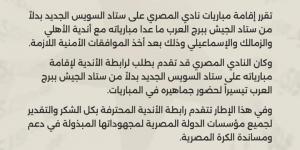 باستثناء مباريات الأندية الجماهيرية.. نقل لقاءات المصري البورسعيدي إلى ستاد السويس الجديد - ترند نيوز