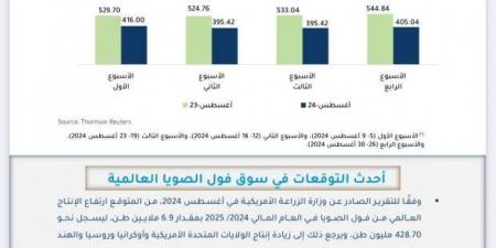 «معلومات الوزراء» يوضح أسباب ارتفاع سعر فول الصويا عالميا في أغسطس 2024 - ترند نيوز