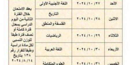 موعد امتحانات شهر أكتوبر 2024 لطلاب صفوف النقل - ترند نيوز