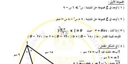 مراجعات نهائية.. أسئلة تقييم الأسبوع الـ 13 الرياضيات الصف الأول الثانوي - ترند نيوز