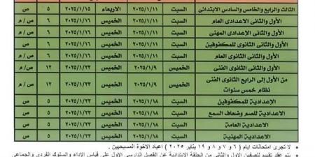 محافظ البحيرة تعتمد مواعيد امتحانات الترم الأول 2025 لصفوف النقل والإعدادية - ترند نيوز