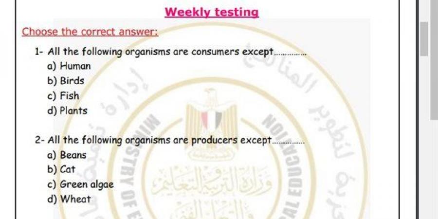 مراجعات نهائية.. أسئلة تقييم الأسبوع الـ 11 العلوم Science لـ الصف الأول الإعدادي - ترند نيوز