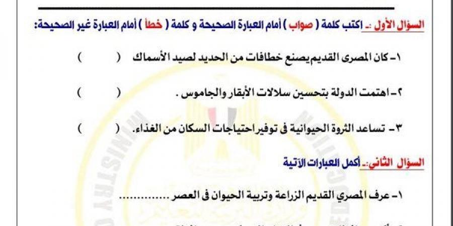 مراجعات نهائية.. أسئلة تقييم الاسبوع الـ 13 في الدراسات الاجتماعية لـ الصف الخامس الابتدائي - ترند نيوز