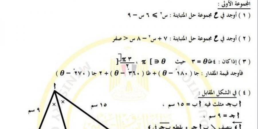 مراجعات نهائية.. أسئلة تقييم الأسبوع الـ 13 الرياضيات الصف الأول الثانوي - ترند نيوز